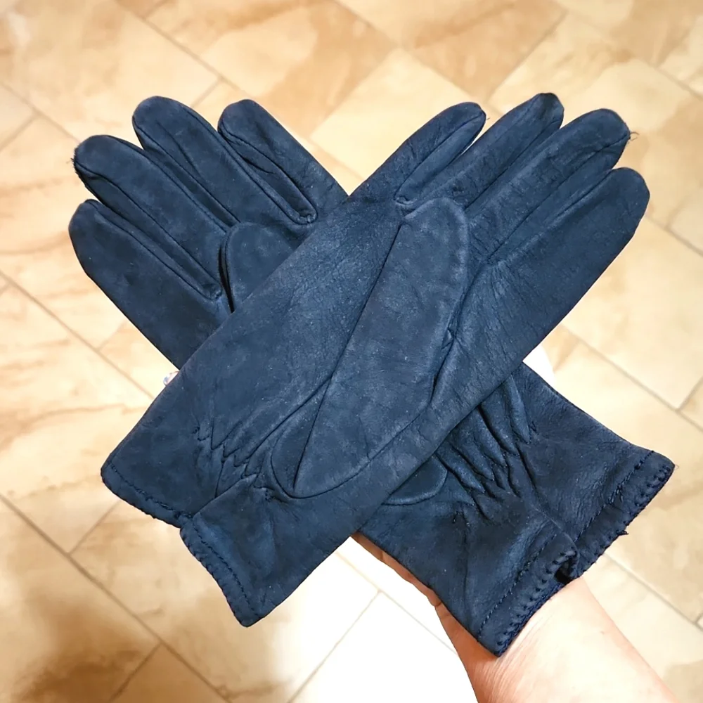 Grandoe Ladies Black Sueded Leather Gloves